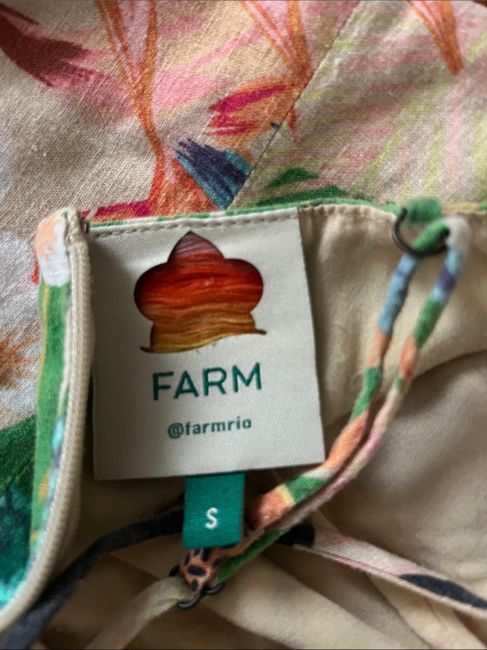 FARM Rio Cream Tropical Toucan Print Strap Jumpsuit with Green & Orange Accents - Picture 2 of 3